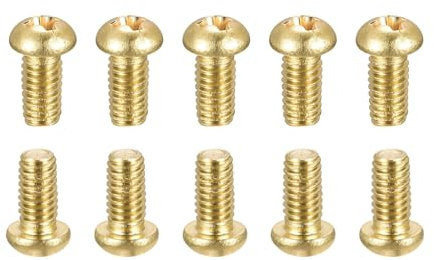 DTGN M4x8mm(DxL) Brass Phillips Machine Screws - 12Pack - Good for Machinery Industry - Pan Head Fastening Screw - Brass Tone