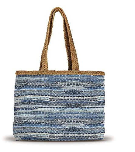Banzaii sac de paille pour femme, sac à bandoulière coloré, sac d’été, sac de plage fait à la main Saint-Tropez Bleu