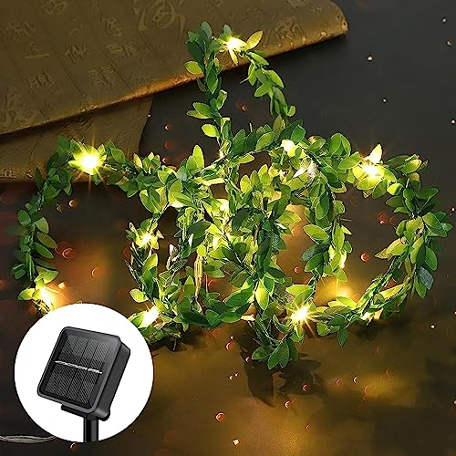 himmel Solar Lichterkette Außen,Künstliche Buchs-Girlande Lichterkette 100 LEDs Balkon Dekoration Licht 10m Wasserdicht Solar Powered Girlande Lichterkette Outdoor für Garten, Bäume, Terrasse