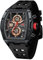 AIMES Armbanduhr für Herren, modisch, lässig, cool, großes Zifferblatt, leuchtend, wasserdicht, Sport, analog, Quarz, Business, Herrenuhren, Silikonarmband, Kleideruhr, 0473-Schwarz, Lässige Sportuhr,