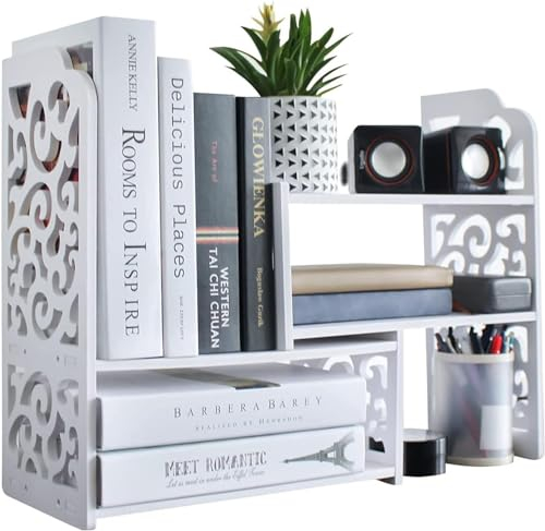 DoToGo Schreibtisch-Regal-Organizer, Schreibtisch-Bücherregal für kleinen Raum, verstellbar, ausziehbar für Büro, Zuhause, Küche (Wolke Zhuli)