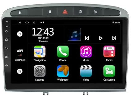LEXXSON Android 11 Auto Radio Stereo 9 Zoll kapazitiver Touchscreen Carplay Android Auto GPS Navigation BT USB Player 2G auf 32G Speicher Flash für Peugeot 308/408 2010-2016