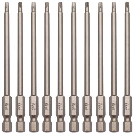 Sipery Punte Torx T15 a prova di manomissione, 100 mm, 100 mm, codolo esagonale da 1/4, punte magnetiche per cacciavite a percussione