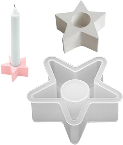 XUEHOU Silikonform Stern Kerzenhalter DIY Harz Epoxid Pentagramm Gießform Kerzenhalter 3D Handmade Silikonform für Handmade DIY Kerzenformen Dekoration