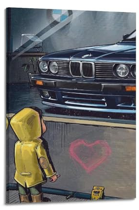 KAIPA Sportwagen-Poster für BMW 3er-Serie E30 mit Jungentraum Auto-Poster, dekoratives Gemälde, Leinwand-Wandposter und Kunstdruck, modernes Familienschlafzimmer-Dekor-Poster, 30 x 45 cm