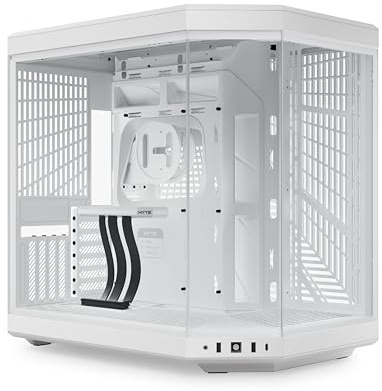 HYTE Y70 Upgraded Modern Aesthetic Dual Chamber Panoramic Tempered Glass Mid-Tower ATX Computer Gaming Case with PCIE 4.0 Riser Cable Included, Snow White (CS-HYTE-Y70-WW)