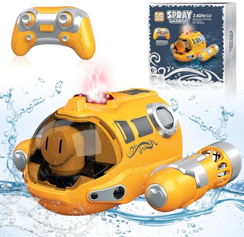 Bateau télécommandé pour piscines et lacs - Télécommande 2,4 GHz - Bateau à moteur avec pulvérisateur - Double fréquence - Bateau télécommandé - Rechargeable - Cadeau d'extérieur