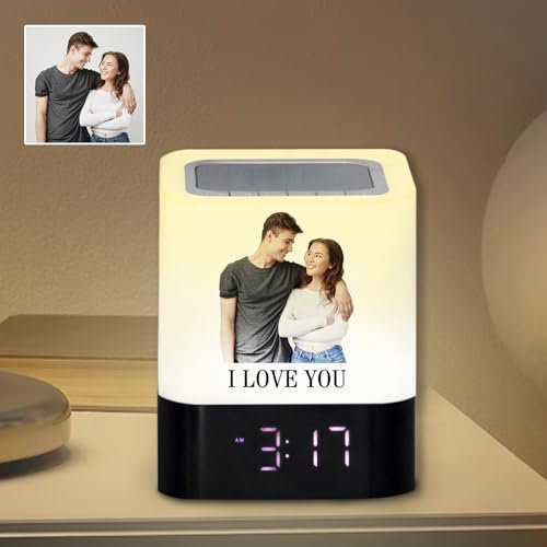 Luce notturna touch Foto Personalizzata, Altoparlante per Lettore Musicale Bluetooth Wireless Personalizzato, Regalo per L'anniversario di Matrimonio Dell'amante, Stile Fotografico Personalizzato