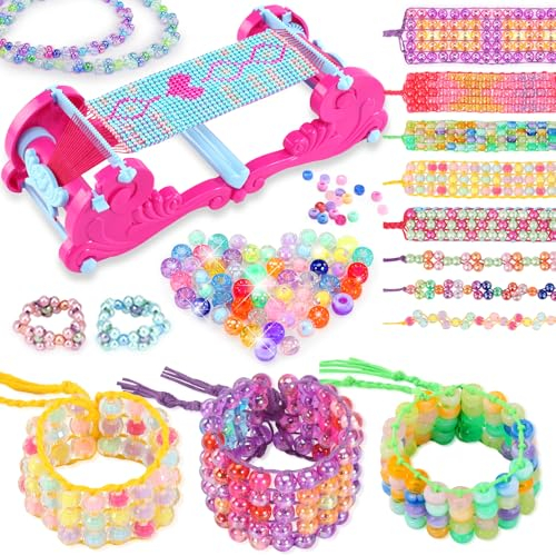 Ophy Kit Braccialetti Fai Da Te Bambina - Telaio Intrecciato Staccabile con Perline Scintillanti - Giocattolo Regalo per Bambine 6-12 Anni
