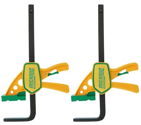 MatchFit Dovetail Track Clamps by Microjig, 2-Pack, Squeeze Action for Jigs, Sleds, Workbenches, Yellow