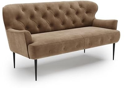 CAVADORE 2,5-Sitzer Küchensofa Amba, Trendige Sitzbank für Küche oder Esszimmer / 173 x 97 x 87 / Hochwertiges Mikrofaser: Hellbraun
