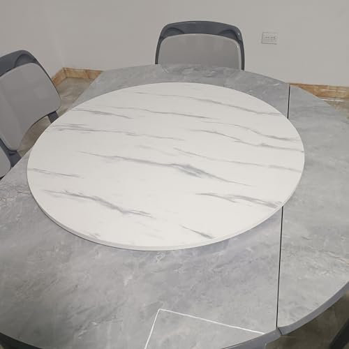 Weiß Esstisch Drehteller, Holz Drehplatte, 360 °Drehbare Platte Serviertablett, Abgerundete Kanten, Küche Tische Drehscheibe, Glattes Drehbares Plattenteller, 50 60 70 80 90 100cm(B,50cm/20in)