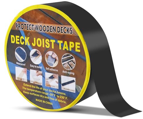 GOEDCH Ruban Adhésif en Butyle: Ruban Adhésif Imperméable en Butyle Résistant au Vieillissement 5 cm x 15 m, Bande d'étanchéité en PVC pour Protéger les Poutres et la Terrasse (Noir)