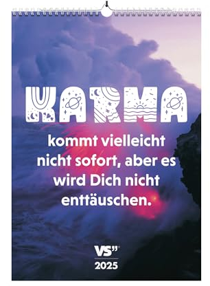 Visual Statements - Karma Wandkalender 2025 - Monatskalender in A3-12 ironische & lustige Sprüche - Wanddeko