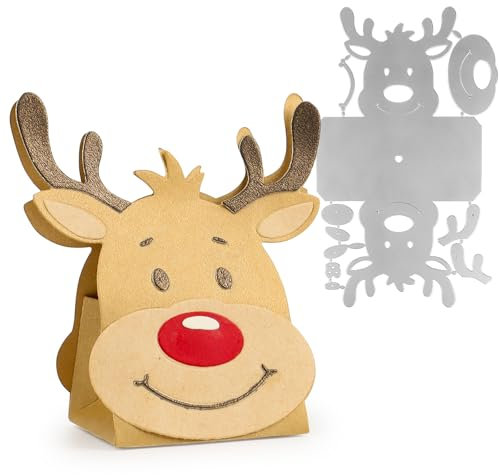 1 Set Stanzschablonen Weihnachten Boxen Metall Stanzen Prägeschablonen Stanzformen Stanzmaschine Schablonen Cutting Dies für DIY Geschenkboxen Handwerk Geschenk (Elch)