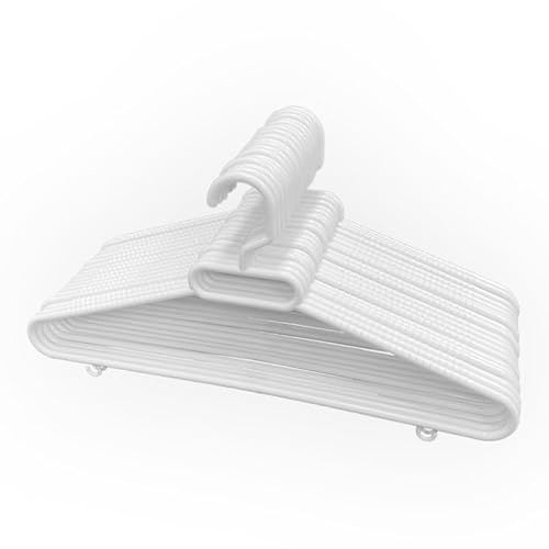 Perchas de Plástico Blanco, Pack 50 Unidades, Perchas Ligeras y duraderas, Percha con Ganchos para Ahorrar Espacio para, Ropa, Trajes, Chaquetas, Camisas, Pantalones, Abrigos