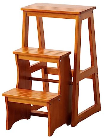 échelles, Chaise échelle en bois à 3 marches – Escabeau multifonction for la maison – Tabouret de rangement rabattable – Présentoir et support de fleurs for la maison et la bibliothèque – Gain de plac
