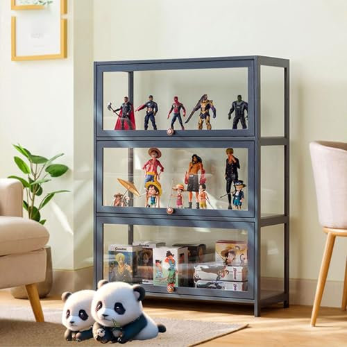 Moubhjd Vitrinenschrank, multifunktionale staubdichte Glasvitrine, Glasvitrine Stehend, Klappenschranktürdesign, versiegelt und staubdicht, Vitrine für Büros, Schlafzimmer, Wohnzimmer