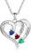 Personalisierte Herz Halskette für Frauen mit Name Geburtsstein Personalisierte Schmuck Geschenke für Frauen Frau Mama ihr (B-3 Geburtsstein)