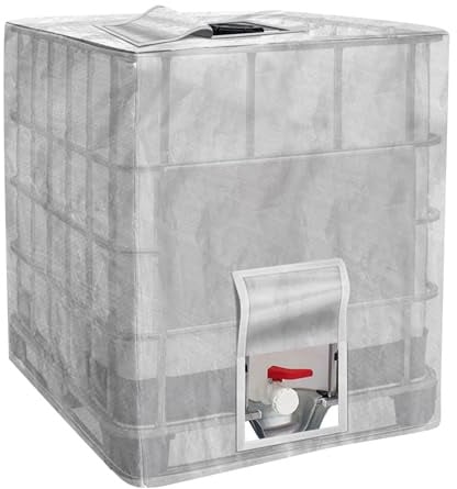 RICHIE 1000L IBC Tank Abdeckung Wassertank Schutzabdeckung Schutzhülle Schutzplane Abdeckplane Regenwassertank IBC Behälter Schutzhaube für Regentonnen 120x100x116cm Transparent