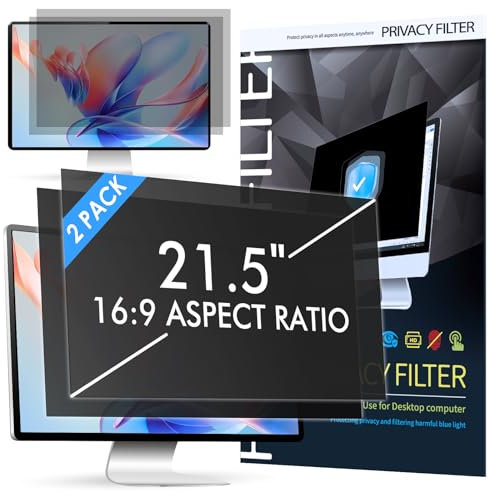 [2 Pack] 21.5 Inch Computer Privacy Filter for 16:9 Computer, SOPPY Removable Privacy Screen Protector, Anti Blue Light, Anti-Glare Computer Privacy Film for Monitor 21.5 HP Dell Acer Lenovo Asus
