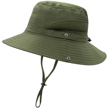 YAMEIZE Sombrero de Pescador Impermeable Ajustable de con String para - Mujeres Hombres Niños Adultos Protección UV Sombrero con Fuerte Pesca Escalada