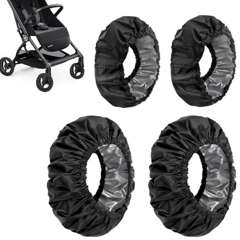 4-Teiliges Set Kinderwagen RäDer Schutz,Kinderwagen ZubehöR,2 GroßE Und 2 Kleine Kinderwagen Reifen üBerzieher,Wasser-Und Schmutzabweisend Kinderwagen Rad üBerzieher,Passend FüR Abc Design ZubehöR Usw