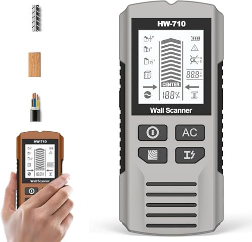 Leitungssucher Ortungsgerät Wand Scanner Detektor Multifunktional Stud Finder Holz/Eisenmetalle/Nichteisenmetalle/Kabel Metallsuchgerät Kabelfinder Wand Scanner Detektor (Grau)