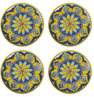 Pizzateller aus Porzellan im 4er-Set | Extra große Porzelanteller Ø33 cm | Elegante Speiseteller aus Italien | Schönes Geschirr als Set