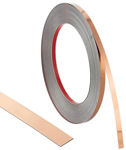 MAYJOYDIY Moulure Murale Flexible Adhésive de 10 m en Acier Inoxydable Idéale pour la Décoration de Bords de Carrelage Miroirs Armoires et Cheminées (Or Rose)
