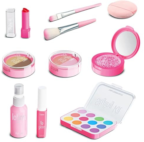 ZXTGBQ Faux Maquillage Jouet pour Filles, Maquillage Jouets Fille, Faire Semblant de Jouer Ensemble Beauté de Maquillag, Kits Jouets Cosmétiquesm, Noël Cadeau d'anniversaire Jouet Filles