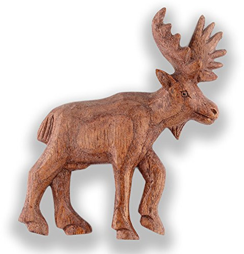 ART-CRAFT Handgeschnitzter Holz-Tier-Magnet Memo-Clip Elch