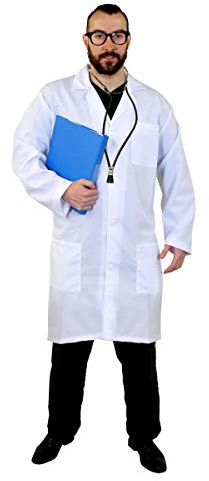 Arztkostüm, mit Stethoskop, Brille und Laborkittel, Unisex, Wissenschaftler, medizinischer Chirurgie-Kostüm, Größe XL