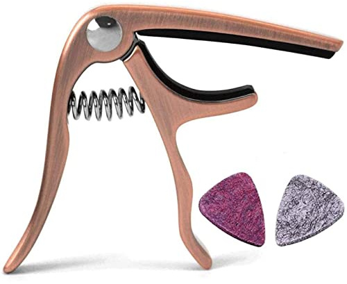 UKULELE CAPO - 4 String for Soprano, Concert, Tenor Ukulele Zinc Alloy Professional Capo Heavyweight Feeling with 2pack Ukulele Felt Picks (Bronze)