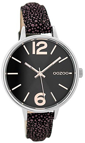 Oozoo Damenuhr mit Lederband 38 MM Schwarz/Schwarz C9484