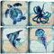 Marineblaue Strand-Themen, Meeresschildkröte, Qualle, Oktopus, Fisch, Leinwand, Wandkunst, Kinderzimmer, Badezimmer, Dekoration, Ozean, Tier, Bilder, niedliches Kinderzimmer, Malerei, 4 cm, 4 Stück