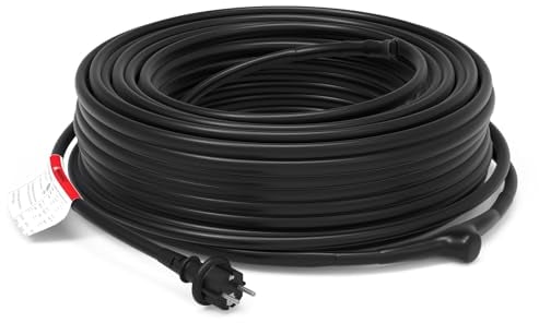 HEATIT JHSD 1m Heizkabel mit Thermostat Ideal für WasserleitungWder Pflanzen, Wasserdichte Begleitheizung, Innen-Rohrbegleitheizung Vorkonfektioniert mit Stecker 17W/m 230V