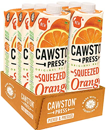 Cawston Press, 100% Squeezed Juice Cartons All Natural, Vegan, No Added Sugar Hand Picked Oranges, 1 L (Pack of 6)