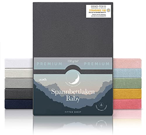 Laleni Premium Spannbettlaken 38x77 Babywiege oval 2er Set | OEKO-TEX zertifiziertes Spannbettlaken Stubenwagen | Moseskorb Bezug aus Baumwolle | Spannbettlaken Kinderwagen | Baby Bettwäsche Anthrazit