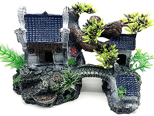IBWell Klassische lebensechte chinesische Landschaft aus Kunstharz für Aquarium, Schloss, Dekoration für Aquarien, Ornamente