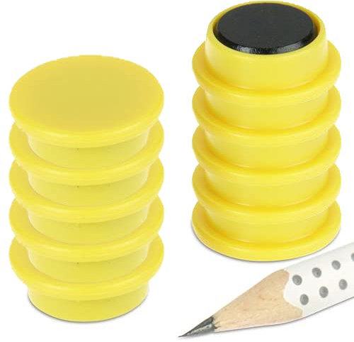 10x Pinnwandmagnete/Büromagnete (magnets4you) | Gelb | Ø 20 x 7 mm | hält 400 g | Ferrit | für Whiteboard, Kühlschrank, Büro, Schule, Tafel