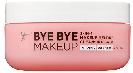 IT Cosmetics, Bye Bye makeup, Baume Démaquillant Fondant 3-en-1, Nettoie & Illumine, Enrichi en Vitamine C & Huile de Rose Musquée, Pour Tous Types de Peau, 100ml