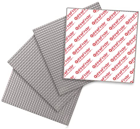 shineFinder 4 Platten-Set Bauplatte Kompatibel mit Lego Bausteinen, 25.5 * 25.5cm, Grundplatte zum Abziehen und Aufkleben für Tischplatte, Wand, Aufbewahrungsbox (4 Stück Grau)