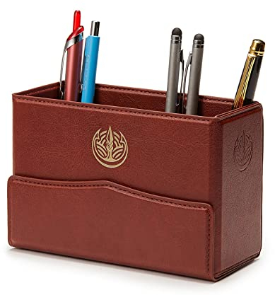 OARIE Vintage Pencil Holders,Pen Cup PU Leather Pencil Cup, Faux Leather Pen Pots-Vintage Brown(Rectangular)