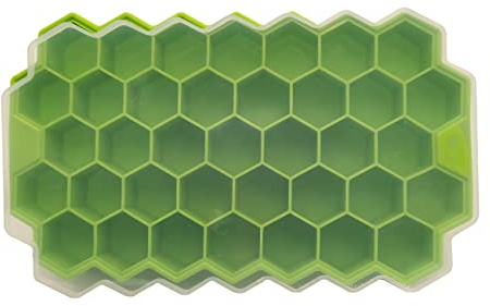 Silicone Flexible Ice Cube Trays with Lid 37 Cubes Ice Cube Trays Silicone Ice Cube Molds Ice Cube Hexagon Tray for Ice Cube Drinks Whiskey Cocktails