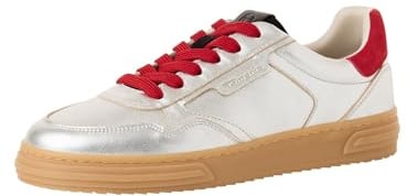 Tamaris Damen Sneaker Leder Wechselfußbett; Silver Combined, EU 36