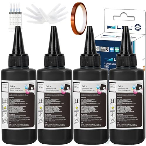 LCL 420ML Sublimation Ink Refill for tylus C88 C88+ EcoTank ET-2720 ET-2760 ET-2800 ET-2803 ET-2830 Inkjet Printers for Heat Transfer Mug, Tumbler, T Shirts (Autofill/Upgrade Version) Black 2PK