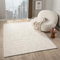 VIMODA Teppich Wohnzimmer Teppich Schlafzimmer 3D Effekt modern Weich kurzflor Wellenmuster Qualitativ, Farbe:Creme, Maße:160x230 cm