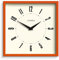 JONES CLOCKS® Box wanduhr | Retro quadratisch | 25cm | Orange | Leicht lesbare Zahlen | Perfekte küchen oder bürouhr