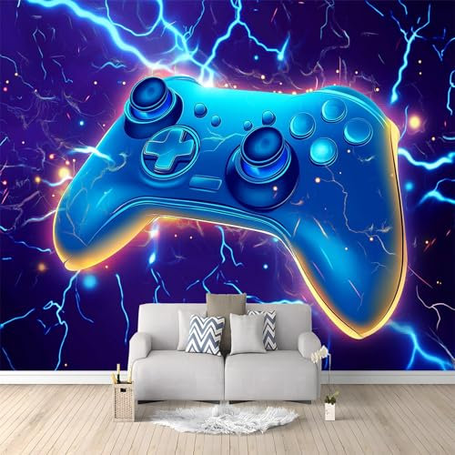 Papier Peint de Photo Manette De Jeu Fond Éclair 200x140 cm Papier Peint Panoramique Papier Peint intissé Murale Pour Chambre De Fille, Garçon, Chambre De Bébé Salon Chambre Décor